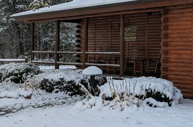 Snow covered solar light
