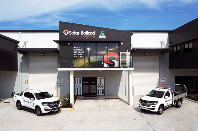 Solar Bollard Lighting headquarters building and warehouse facility in Australia