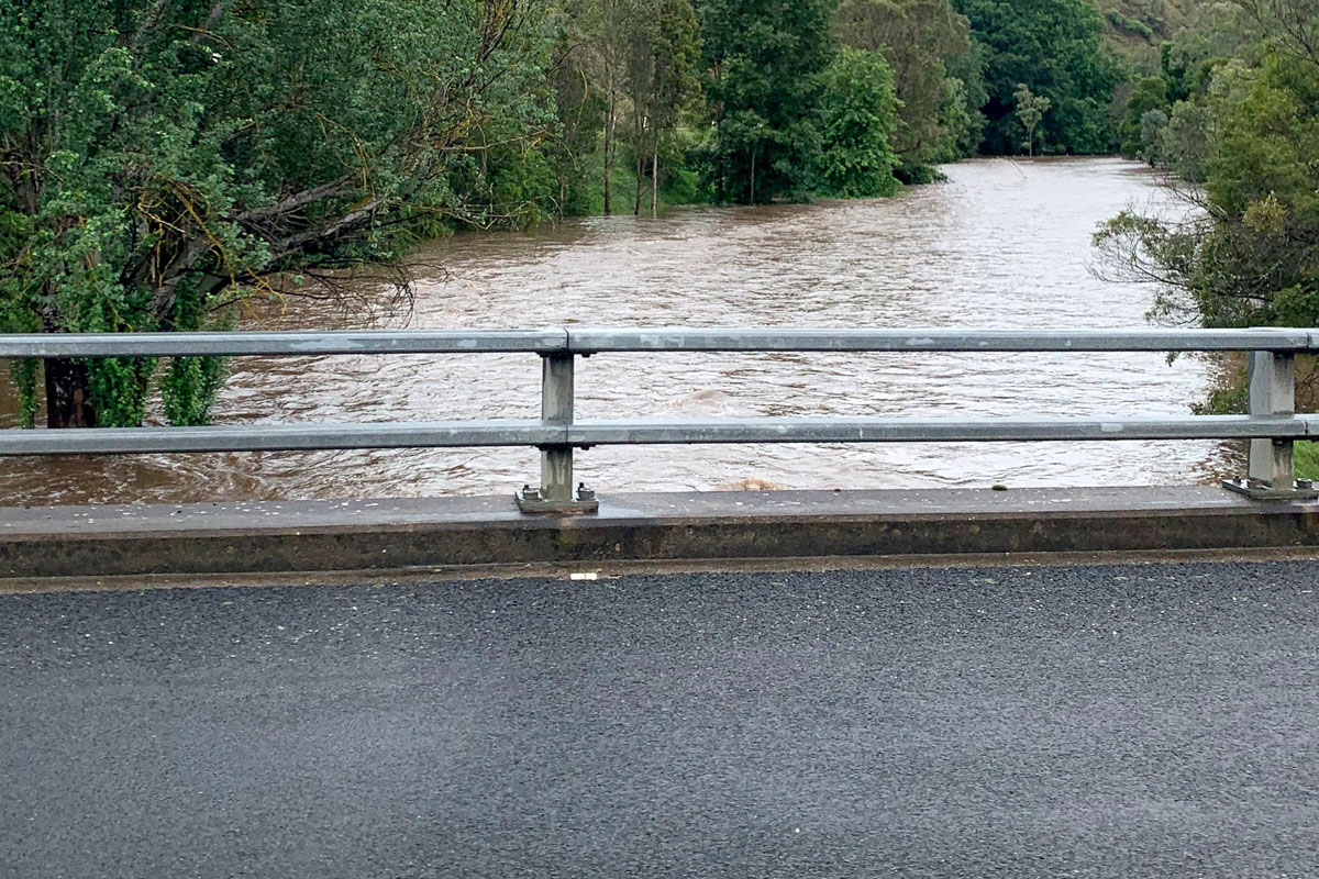 SBL2 solar bollard light submerged during flood at Buchan Caves Reserve Victoria