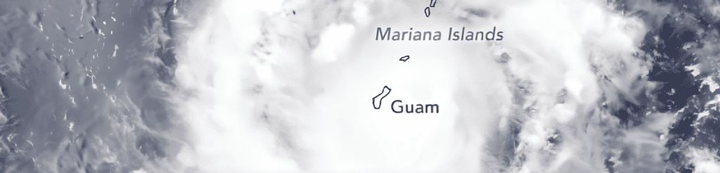 Typhoon Mawar over Guam and the Mariana Islands in May 2023.