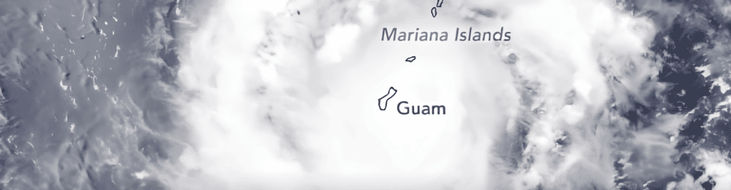 Typhoon Mawar over Guam and the Mariana Islands in May 2023.